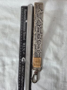 Consuela Leather Snake Print Wristlet Strap with Key Chain Claw.